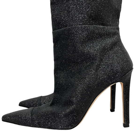 Good American NEW‎ Slouch Over the Knee Black Glitter Stiletto Heel Boots 7 - Picture 10 of 13
